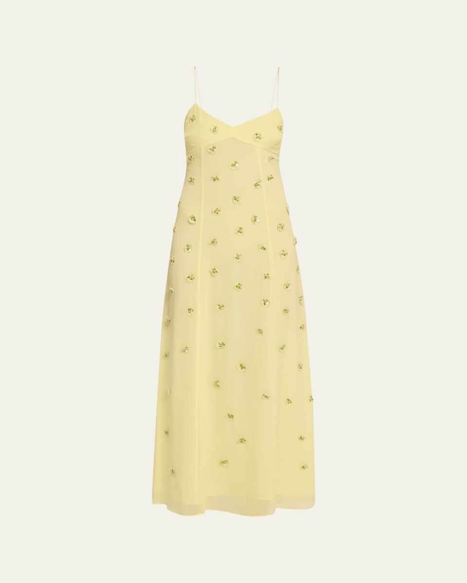 Eve Embellished Silk Midi Dress